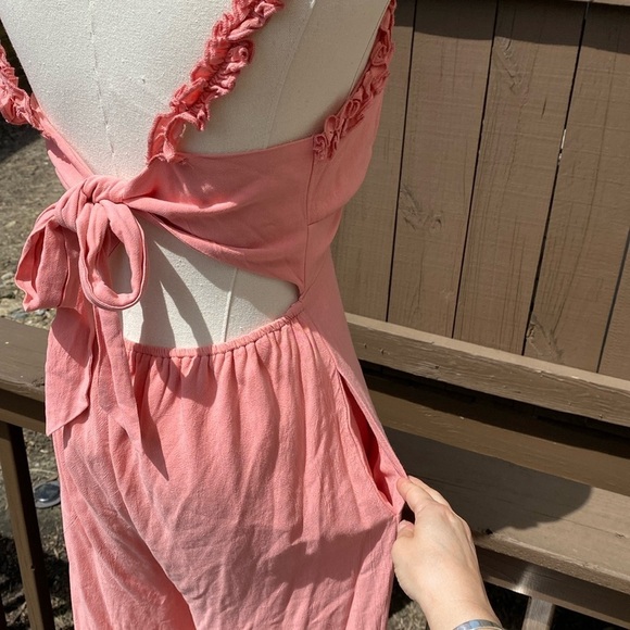 Wide leg Crop Jumpsuit in rose pink with sweetheart neckline size Small - Picture 12 of 15